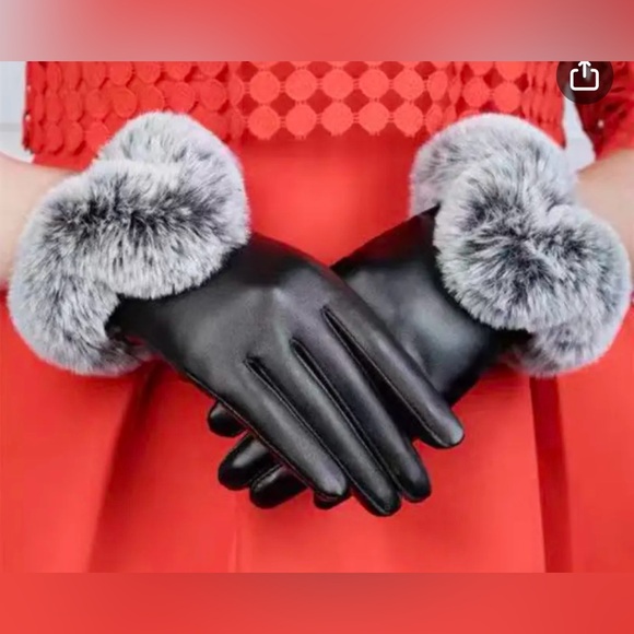 GLOVES NIP PU Leather, faux fur, fleece lined - Picture 3 of 4